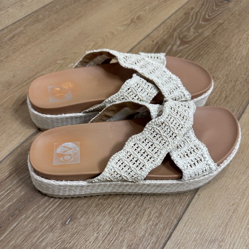 Dolce Vita Tan Woven Espadrille Slides